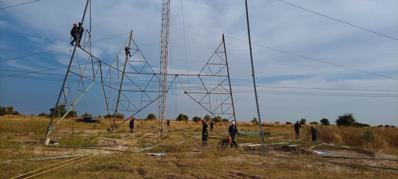 Transmission tower erection in Burundi